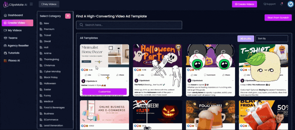a screenshot of a video ad template
